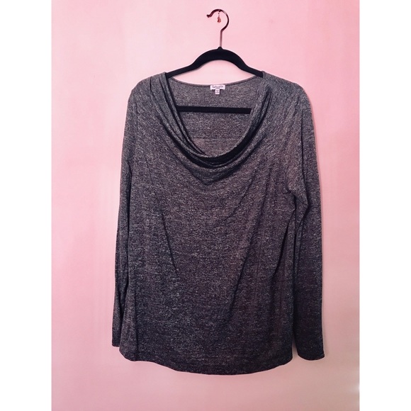 Splendid Maternity Drape Front Top Charcoal Gray - Picture 2 of 3